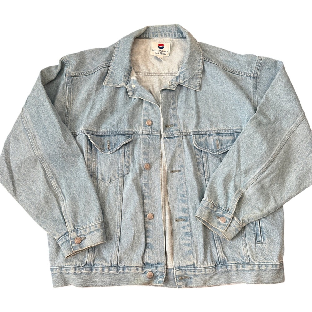 Vintage 90's Y2k Pepsi Denim Jacket Light Wash XL Trucker 90s Grunge Indie